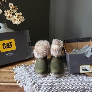 CAT Ankle boots with tha' fur size 6